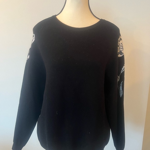 Blugirl Knit Sweater w/ Floral Sleeves & Subtle Sparkle – M - Picture 5 of 13